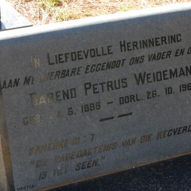 WEIDEMAN Barend Petrus 1888-1968