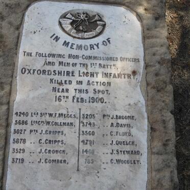4. Oxfordshire Light Infantry - killed in action Feb.1900