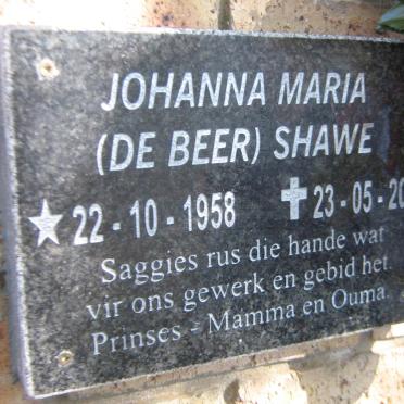 SHAWE Johanna Maria nee DE BEER 1958-2017