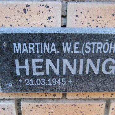 HENNING Martina W.E. nee STRÖH 1945-