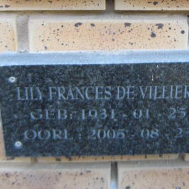 VILLIERS Lily Frances, de 1931-2005