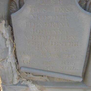 VERMEULEN Hendrina Johanna nee BESTER 1857-1953