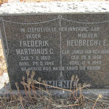 MIENIE Frederik Marthinus G. 1862-1946 Heubrecht E. JANSE VAN RENSBURG 1866-1945