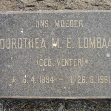 LOMBAARD Dorothea M.E. nee VENTER 1894-1961