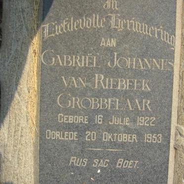 GROBBELAAR Gabriël Johannes van Riebeek 1922-1953