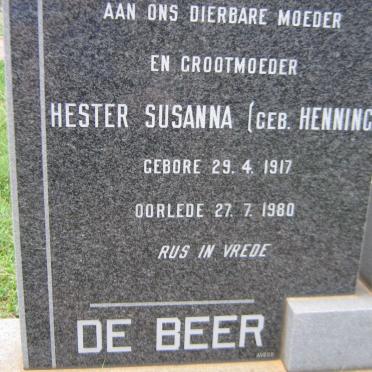 BEER Hester Susanna, de nee HENNING 1917-1980
