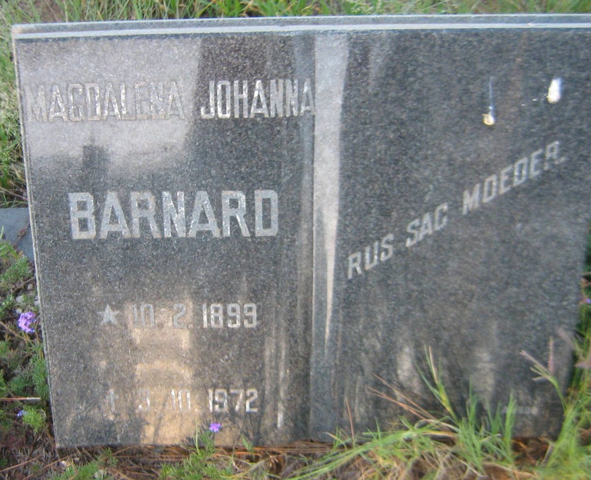 BARNARD Magdalena Johanna 1899-1972