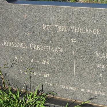 CRONJE Johannes Christiaan 1918-1971 &amp; Maria Isabella V.D.WESTHUIZEN 1924- 