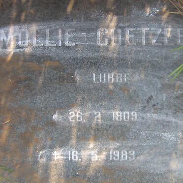 COETZEE Mollie nee LUBBE 1909-1989