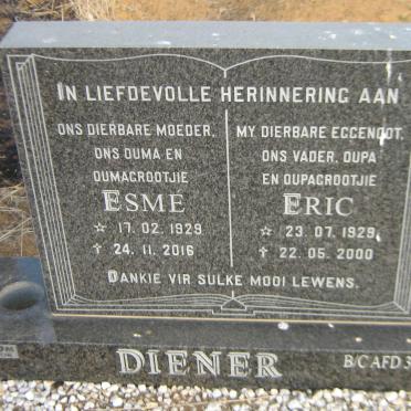 DIENER Eric 1929-2000 &amp; Esmé 1929-2016