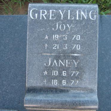 GREYLING John 1939-2008 :: GREYLING Joy 1970-1970 :: GREYLING Janey 1977-1977 