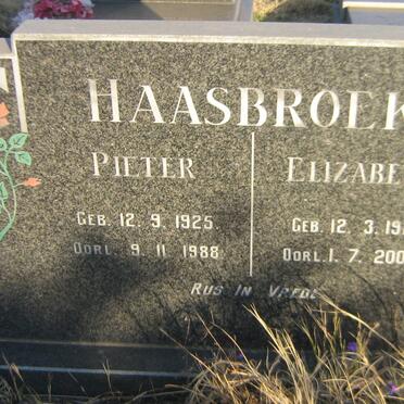 HAASBROEK Pieter 1925-1988 &amp; Elizabeth 1926-2000