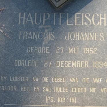 HAUPTFLEISCH Francois Johannes 1952-1994 &amp; Elizabeth Maria BARNARD 1953-