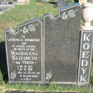 KOEDYK Magdalena Elizabeth nee VENTER 1941-1996