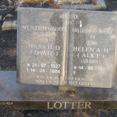 LOTTER Hans H.D. 1927-2004 &amp; Helena A.H. NORTJE 1931-2015