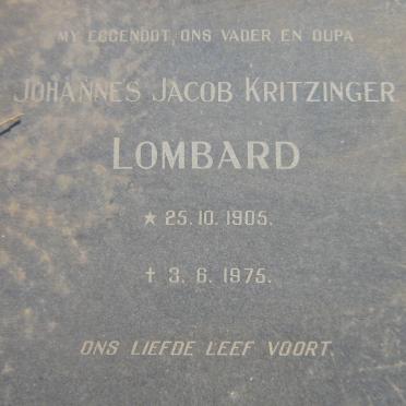 LOMBARD Johannes Jacob Kritzinger 1905-1975