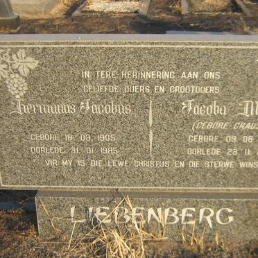 LIEBENBERG Hermanus Jacobus 1905-1985 &amp; Jacoba Maria CRAUSE 1915-1988