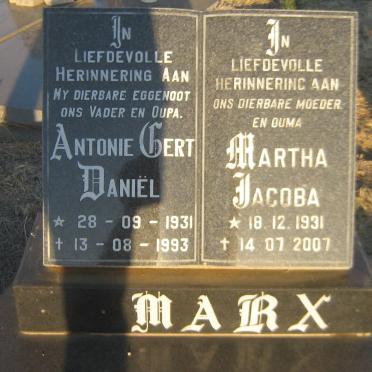 MARX Antonie Gert Daniel 1931-1993 &amp; Martha Jacoba 1931-2007