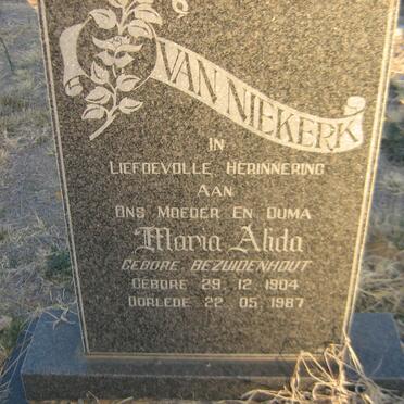 NIEKERK Maria Alida, van nee BEZUIDENHOUT 1904-1987