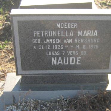 NAUDE Petronella Maria nee JANSEN VAN RENSBURG 1925-1975