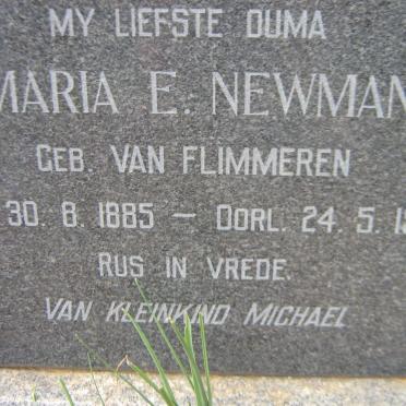 NEWMAN Maria E. nee VAN FLIMMEREN 1885-1958