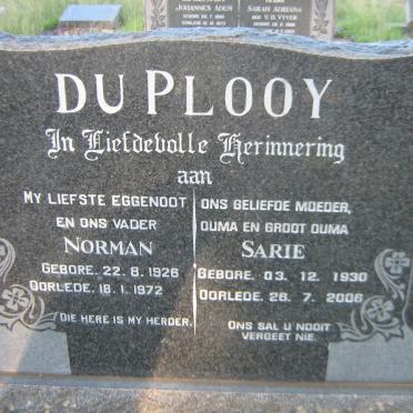 PLOOY Norman, du 1926-1972 &amp; Sarie 1930-2006