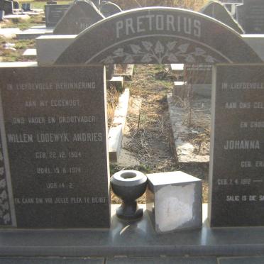 PRETORIUS Willem Lodewyk Andries 1904-1974 &amp; Johanna Susanna ERASMUS 1912-1986