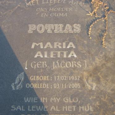 POTHAS Maria Aletta nee JACOBS 1932-2005
