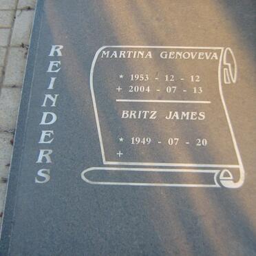 REINDERS Britz James 1949- &amp; Martina Genoveva 1953-2004