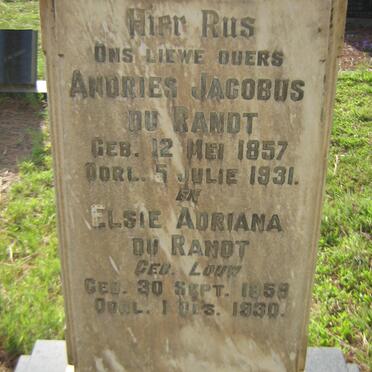 RANDT Andries Jacobus, du 1857-1931 &amp; Elsie Adriana LOUW 1858-1930