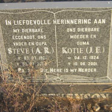 STEVENSON A.R. 1921-2000 &amp; J.E. 1924-2001