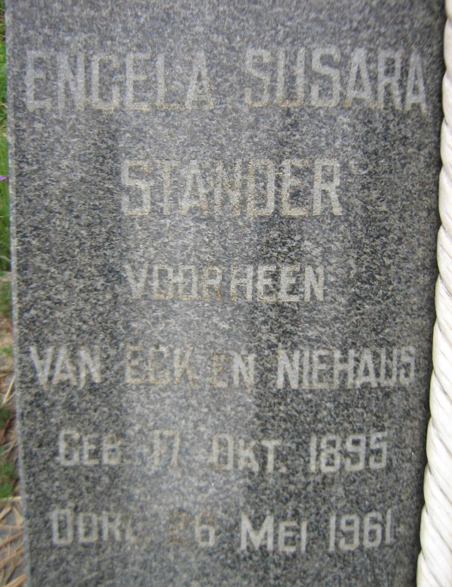 STANDER Engela Susara voorheen VAN ECK nee NIEHAUS 1895-1961