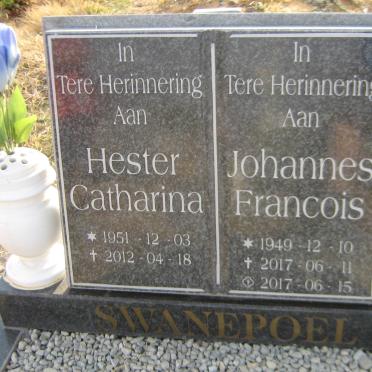 SWANEPOEL Johannes Francois 1949-2017 &amp; Hester Catharina 1951-2012