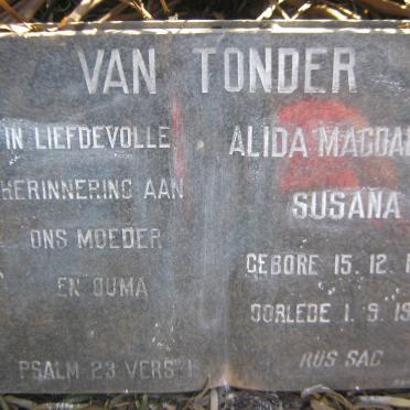 TONDER Alida Magdalena Susana, van 1927-1989