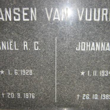 VUUREN Daniël R.C., Jansen van 1928-1976 &amp; Johanna S. 1934-1989