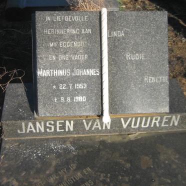 VUUREN Marthinus Johannes, Jansen van 1953-1980