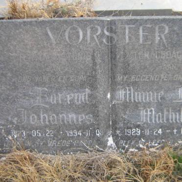 VORSTER Barend Johannes 1923-1994 &amp; Minnie Louisa Mathilda 1929-1992