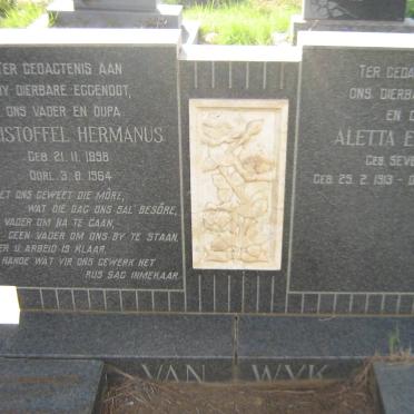 WYK Christoffel Hermanus, van 1898-1964 &amp; Aletta Elizabeth SEVENSTER 1913-1998