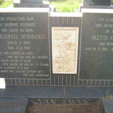 WYK Christoffel Hermanus, van 1898-1964 &amp; Aletta Elizabeth SEVENSTER 1913-1998
