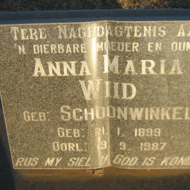 WIID Anna Maria nee SCHOONWINKEL 1899-1987