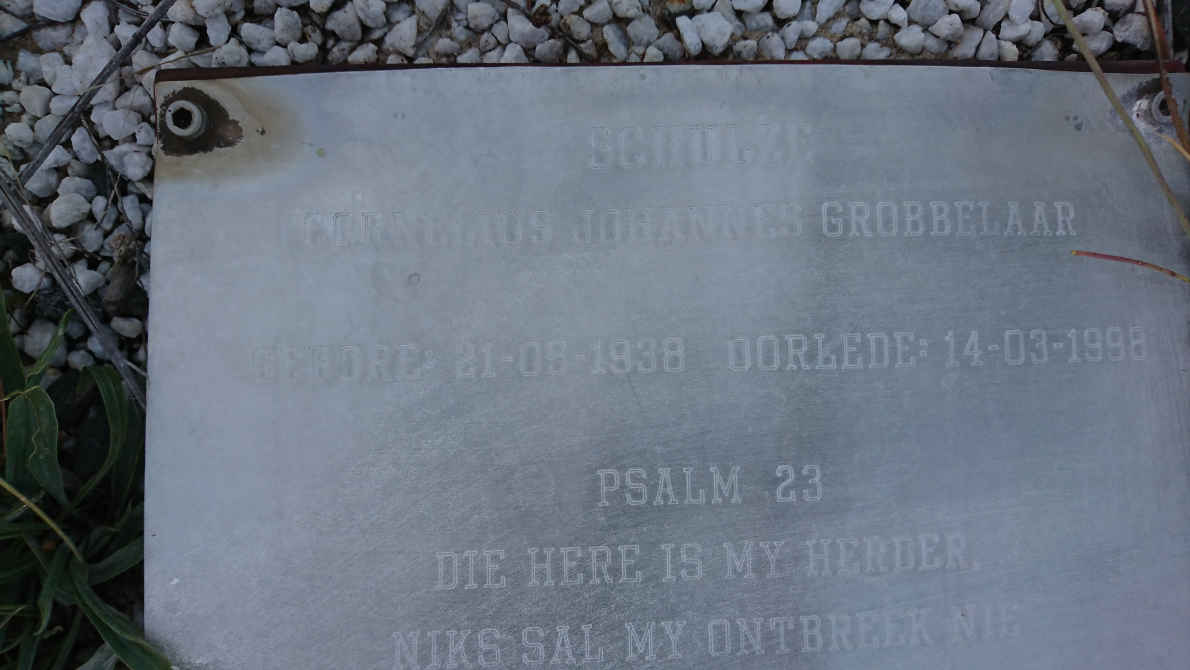 SCHULZE Cornelius Johannes Grobbelaar 1938-1998