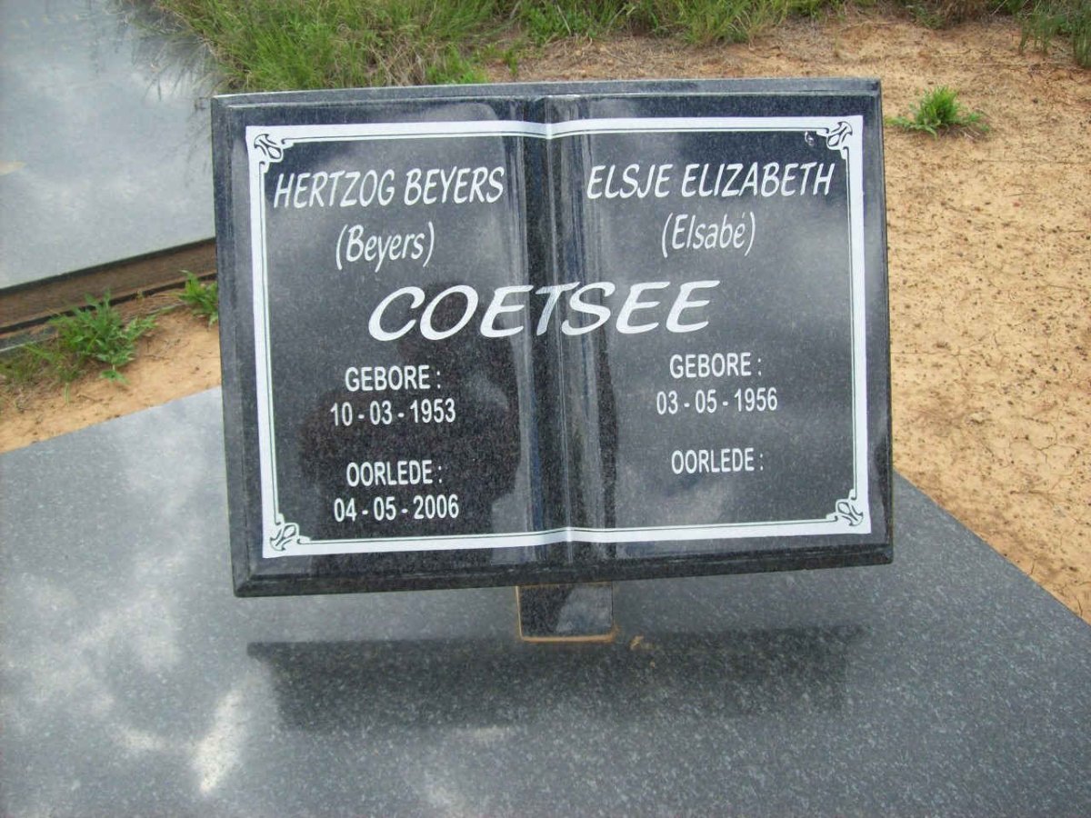 COETSEE Hertzog Beyers 1953-2006 &amp; Elsje Elizabeth 1956-