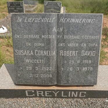 GREYLING Robert David 1919-1978 &amp; Susara Cornelia WIGGETT 1922-2009