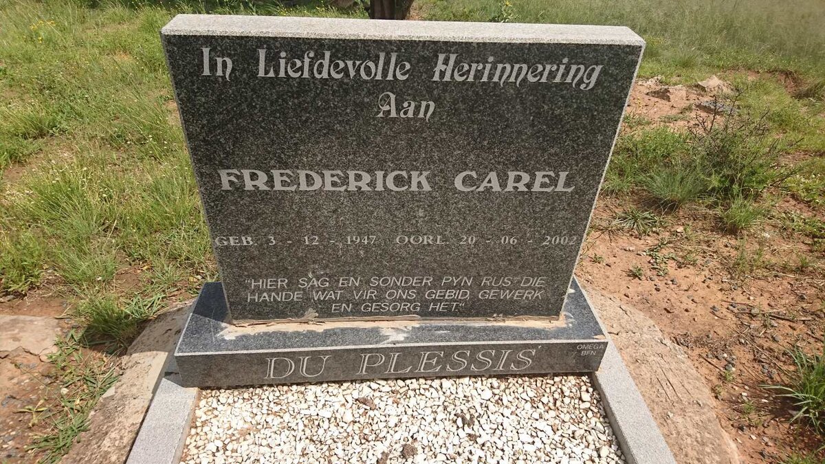 PLESSIS Frederick Carel, du 1947-2002