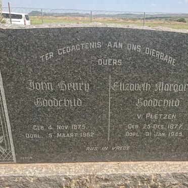 GOODCHILD John Henry 1875-1952 &amp; Elizabeth Margaretha V. PLETZEN 1877-1945