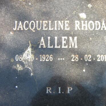 ALLEM Fardel Daniel 1923-1998 &amp; Jacqueline Rhoda 1926-2010