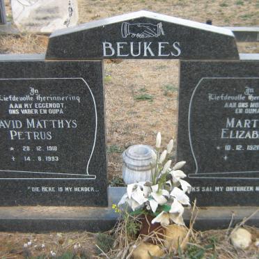 BEUKES David Matthys Petrus 1918-1993 &amp; Martha Elizabeth EKSTEEN 1921-