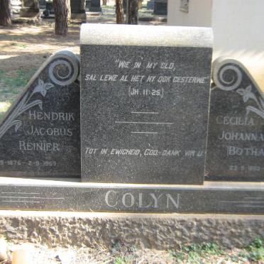 COLYN Hendrik Jacobus Reinier 1875-1957 &amp; Cecilia Johanna BOTHA 18?3-1958