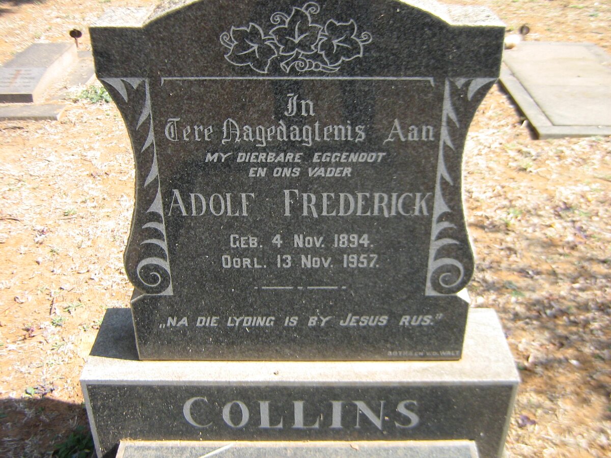 COLLINS Adolf Frederick 1894-1957