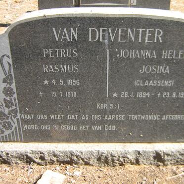 DEVENTER Petrus Rasmus, van 1896-1970 &amp; Johanna Helena Josina CLAASSENS 1894-1968